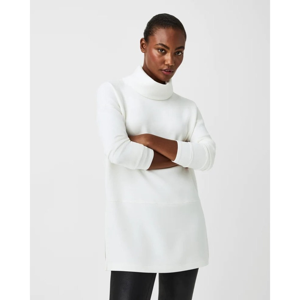 Spanx Air Essentials Turtleneck Tunic Top White Size L Soft Casual Comfort
